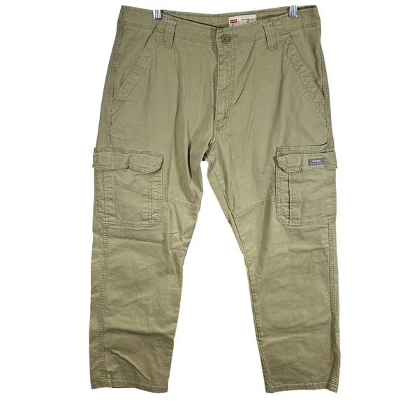 Wrangler Mens Relaxed Fit Cargo Pants Khaki Tan 34x30 - Picture 1 of 8